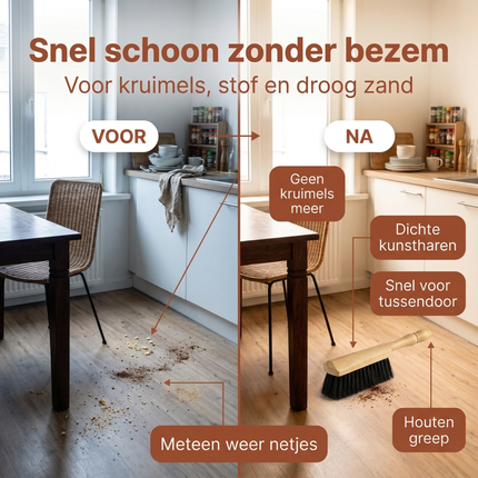 Cheqo® Handveger - Stoffer - Handstoffer - Houten Handveger - Houten Stoffer - Handveger Hout - Stoffer Hout - Handveger Zwart - Zwarte Handveger - Stoffer Zwart - Handveger voor Binnen