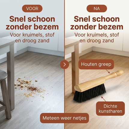 Cheqo® Handveger - Stoffer - Handstoffer - Houten Handveger - Houten Stoffer - Handveger Hout - Stoffer Hout - Handveger Zwart - Zwarte Handveger - Stoffer Zwart - Handveger voor Binnen