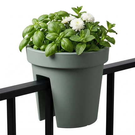 Cheqo® Ronde Balkonbak - Balkonbak Rond - Balkonbak Groen - Groene Balkonbak - Plantenbak Balkon - Balkon Plantenbak - Bloembak Balkon - Balkon Bloembak - Plantenbak Rond - Ronde Plantenbak