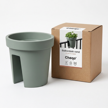 Cheqo® Ronde Balkonbak - Balkonbak Rond - Balkonbak Groen - Groene Balkonbak - Plantenbak Balkon - Balkon Plantenbak - Bloembak Balkon - Balkon Bloembak - Plantenbak Rond - Ronde Plantenbak