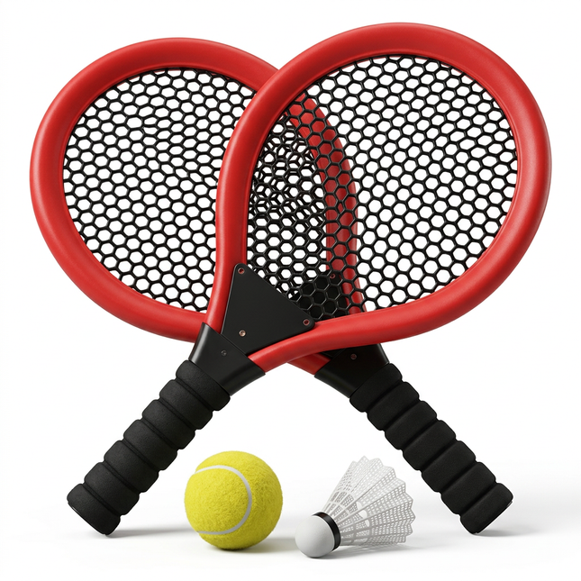 Cheqo® Tennisset - Kindertennisset - Tennis Set Kinderen - Tennis Racketset - Tennis Speelgoed - Tennis en Badminton Set - Tennis Badminton Set Kinderen - Tennis Set met Bal - Tennisset met Shuttle - Tennisset 4 Delig