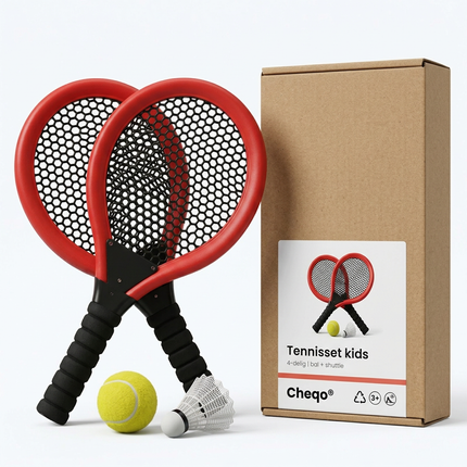 Cheqo® Tennisset - Kindertennisset - Tennis Set Kinderen - Tennis Racketset - Tennis Speelgoed - Tennis en Badminton Set - Tennis Badminton Set Kinderen - Tennis Set met Bal - Tennisset met Shuttle - Tennisset 4 Delig