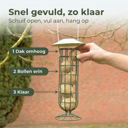 Cheqo® Vetbollenhouder - Vetbolhouder - Vetbollen Houder - Vetbol Houder - Mezenbollenhouder - Mezenbolhouder - Houder voor Vetbollen - Vetbollen Dispenser - Vetbollen Automaat