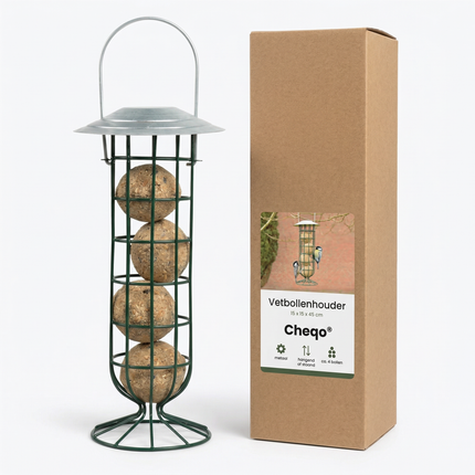 Cheqo® Vetbollenhouder - Vetbolhouder - Vetbollen Houder - Vetbol Houder - Mezenbollenhouder - Mezenbolhouder - Houder voor Vetbollen - Vetbollen Dispenser - Vetbollen Automaat