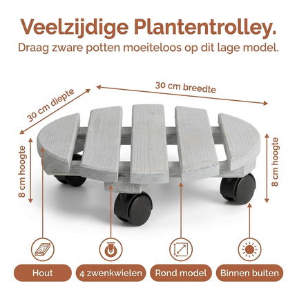 Cheqo® Planttrolley - Plantentrolley - Planten Trolley - Plantenkar - Plantenwagen - Bloempot Trolley - Bloempotkar - Bloempot op Wieltjes - Plantenstandaard op Wieltjes - Plantenroller