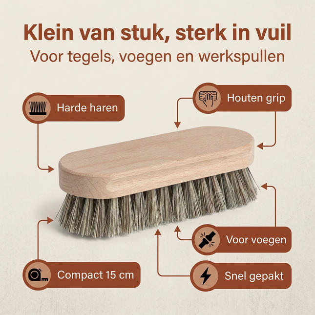 Cheqo® Werkborstel - Schrobborstel - Schrobber - Handborstel - Schoonmaakborstel - Poetsborstel - Reinigingsborstel - Harde Schrobborstel - Werkborstel Harde Haren - Ronde Werkborstel