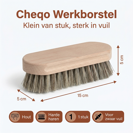 Cheqo® Werkborstel - Schrobborstel - Schrobber - Handborstel - Schoonmaakborstel - Poetsborstel - Reinigingsborstel - Harde Schrobborstel - Werkborstel Harde Haren - Ronde Werkborstel