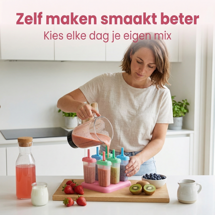 Cheqo® Ijsvormpjes - Ijslolly Vormpjes - Ijslolly Maker - Ijsjes Maker - Ijsjesvormpjes - Ijsjesvorm - Ijsvorm - Ijslolly Vormen - Ijsjeshouder - Ijslolly Houder - Ijsvormpjes Set