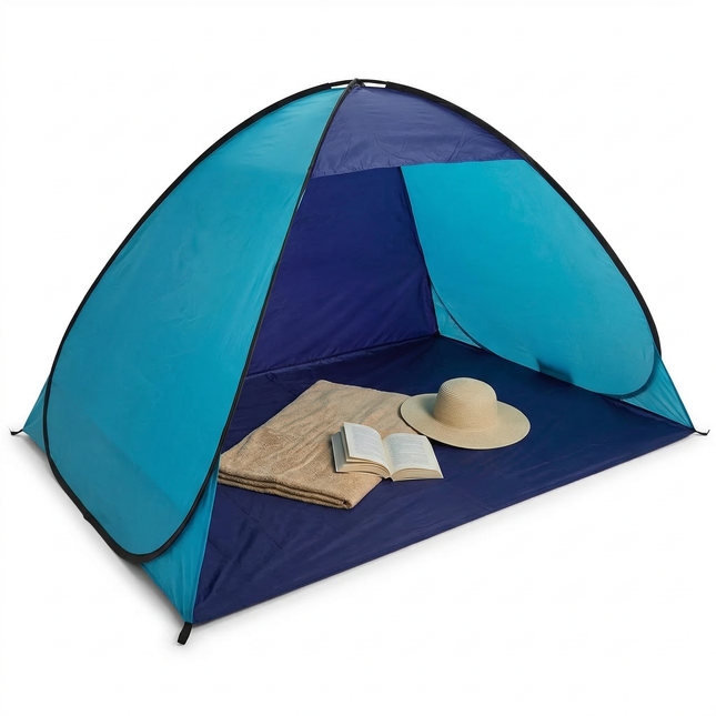 Cheqo® Strandtent - Strand Tent - Pop Up Strandtent - Pop Up Tent Strand - Strandtent Pop Up - Strand Shelter - Strand Schuiltent - Strandtentje - Strandtent met Grondzeil - Strandtent UV Bescherming - UV Strandtent - Strandtent UV 50