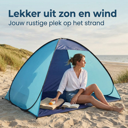 Cheqo® Strandtent - Strand Tent - Pop Up Strandtent - Pop Up Tent Strand - Strandtent Pop Up - Strand Shelter - Strand Schuiltent - Strandtentje - Strandtent met Grondzeil - Strandtent UV Bescherming - UV Strandtent - Strandtent UV 50