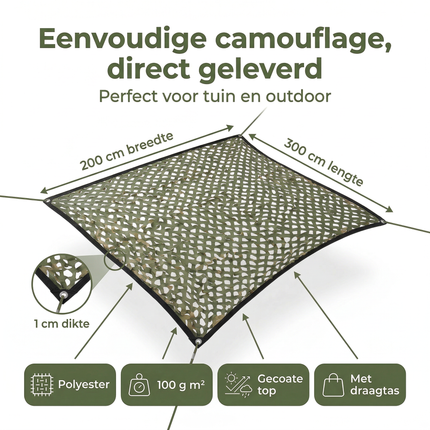 Cheqo® Schaduwdoek - Camouflagedoek - Camouflage Doek - Camouflage Net - Camo Net - Camo Doek - Schaduw Net - Schaduwdoek Groen - Schaduwdoek Tuin - Schaduwdoek Camping - Schaduwdoek Balkon