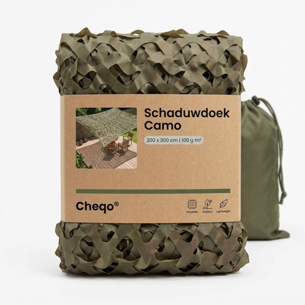 Cheqo® Schaduwdoek - Camouflagedoek - Camouflage Doek - Camouflage Net - Camo Net - Camo Doek - Schaduw Net - Schaduwdoek Groen - Schaduwdoek Tuin - Schaduwdoek Camping - Schaduwdoek Balkon