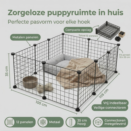 Cheqo® Dierenren - Puppyren - Puppyren Binnen - Puppyren voor in Huis - Puppy Speelren - Hondenren - Hondenren Binnen - Konijnenren - Konijnenren Binnen - Cavia Ren - Cavia Ren Binnen - Huisdieren Ren