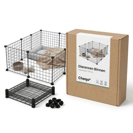 Cheqo® Dierenren - Puppyren - Puppyren Binnen - Puppyren voor in Huis - Puppy Speelren - Hondenren - Hondenren Binnen - Konijnenren - Konijnenren Binnen - Cavia Ren - Cavia Ren Binnen - Huisdieren Ren
