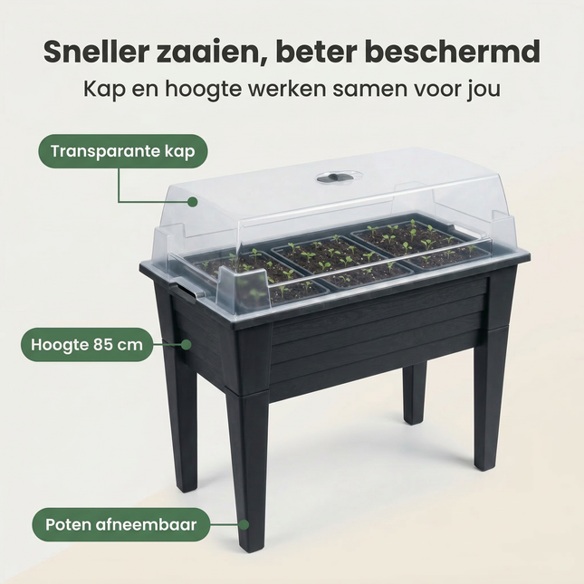 Cheqo® Kweektafel - Kweektafel met Deksel - Kweektafel met Kap - Kweekbak - Kweekbak met Deksel - Kweekbak met Kap - Kweektafel Tuin - Kweektafel Buiten - Kweektafel Balkon