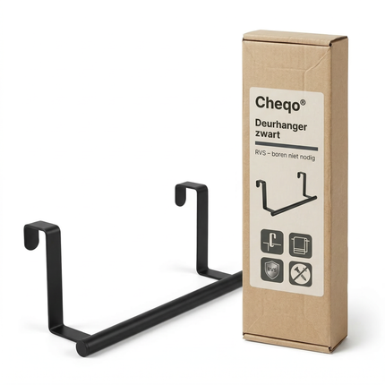Cheqo® Deurhanger - Deurhaak - Haak Over Deur - Haak voor Deur - Deurkapstok - Kapstok Over Deur - Kapstok Deur - Deurhaken Kapstok - Handdoekhaak Deur