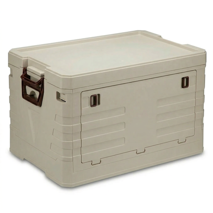 Cheqo® Camping Opbergbox - Opbergbox Camping - Opvouwbare Opbergbox - Opvouwbare Opbergkrat - Opvouwbaar Krat - Inklapbare Opbergbox - Inklapbaar Krat - Opbergkrat - Opbergbox met Opening Voorkant - Stapelbare Opbergbox - Beige Opbergbox