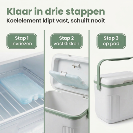 Cheqo® Koelbox - Koelbox 10l - Kleine Koelbox - Mini Koelbox - Koelbox Wit - Koelbox Groen - Draagbare Koelbox - Koelbox voor Picknick - Koelbox voor Camping - Koelbox voor Kamperen - Koelbox voor Strand