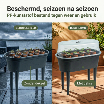 Cheqo® Kweektafel - Kweektafel op Poten - Kweektafel met Deksel - Kweekbak op Poten - Kweekbak met Deksel - Kweektafel Kas - Kweekkas op Poten - Mini Kweekkas - Kweekkas
