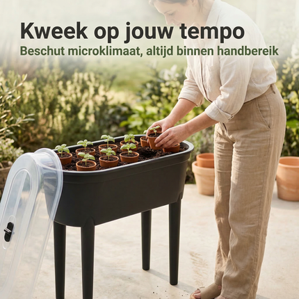 Cheqo® Kweektafel - Kweektafel op Poten - Kweektafel met Deksel - Kweekbak op Poten - Kweekbak met Deksel - Kweektafel Kas - Kweekkas op Poten - Mini Kweekkas - Kweekkas