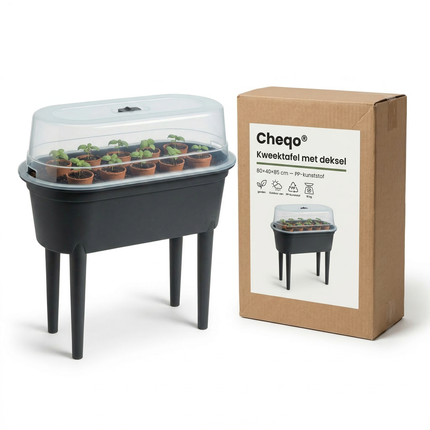 Cheqo® Kweektafel - Kweektafel op Poten - Kweektafel met Deksel - Kweekbak op Poten - Kweekbak met Deksel - Kweektafel Kas - Kweekkas op Poten - Mini Kweekkas - Kweekkas