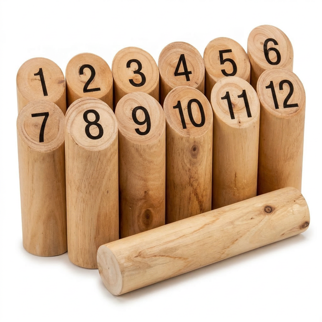 Cheqo® Fins Werpspel - Fins Spel - Fins - Kubb Werpspel - Houten Werpspel - Tuin Werpspel - Buitenspel Werpspel - Buitenspel - Tuinspel - Buitenspel Kinderen - Werpspel Kinderen - Kegels Werpspel