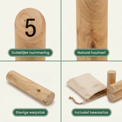 Cheqo® Fins Werpspel - Fins Spel - Fins - Kubb Werpspel - Houten Werpspel - Tuin Werpspel - Buitenspel Werpspel - Buitenspel - Tuinspel - Buitenspel Kinderen - Werpspel Kinderen - Kegels Werpspel