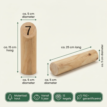 Cheqo® Fins Werpspel - Fins Spel - Fins - Kubb Werpspel - Houten Werpspel - Tuin Werpspel - Buitenspel Werpspel - Buitenspel - Tuinspel - Buitenspel Kinderen - Werpspel Kinderen - Kegels Werpspel