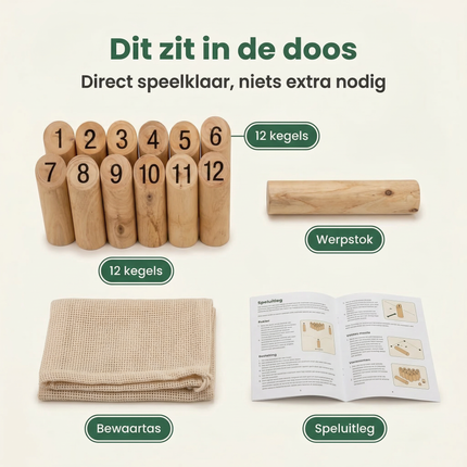 Cheqo® Fins Werpspel - Fins Spel - Fins - Kubb Werpspel - Houten Werpspel - Tuin Werpspel - Buitenspel Werpspel - Buitenspel - Tuinspel - Buitenspel Kinderen - Werpspel Kinderen - Kegels Werpspel