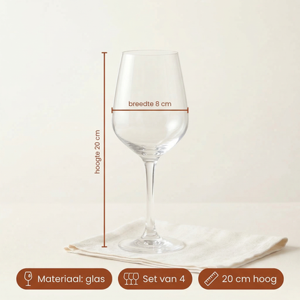 Cheqo® Wijnglazen - Wijnglas - Wijnglazen Set - Set Wijnglazen - Wijnglazen 4 Stuks - Wijnglas Set 4 - Wijnglazen Transparant - Transparante Wijnglazen - Wijnglazen - Wijnglazen voor Wijn - Wijnglazen voor Diner