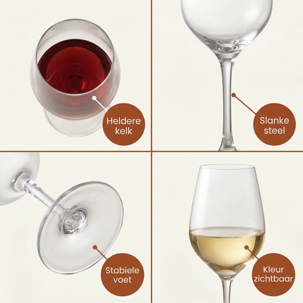 Cheqo® Wijnglazen - Wijnglas - Wijnglazen Set - Set Wijnglazen - Wijnglazen 4 Stuks - Wijnglas Set 4 - Wijnglazen Transparant - Transparante Wijnglazen - Wijnglazen - Wijnglazen voor Wijn - Wijnglazen voor Diner