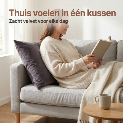 Cheqo® Sierkussen - Kussenhoes - Kussensloop - Velvet Sierkussen - Fluwelen Sierkussen - Donkergrijs Sierkussen - Sierkussen Bank - Sierkussen Woonkamer - Sierkussen Bed