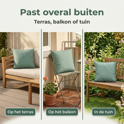 Cheqo® Tuinkussen - Sierkussen Buiten - Buitenkussen - Tuinstoelkussen - Stoelkussen Buiten - Zitkussen Buiten - Loungekussen - Kussen voor Loungeset - Kussen voor Tuinstoel - Kussen voor Tuinbank - Tuinkussen Groen