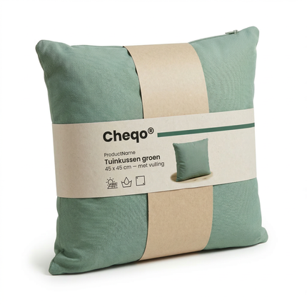 Cheqo® Tuinkussen - Sierkussen Buiten - Buitenkussen - Tuinstoelkussen - Stoelkussen Buiten - Zitkussen Buiten - Loungekussen - Kussen voor Loungeset - Kussen voor Tuinstoel - Kussen voor Tuinbank - Tuinkussen Groen