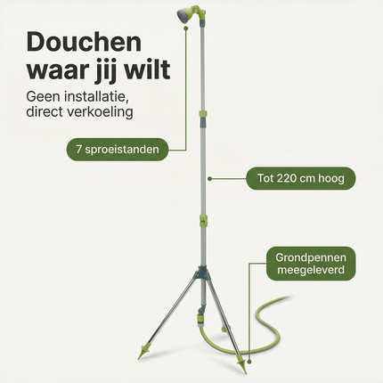 Cheqo® Buitendouche - Tuindouche - Camping Douche - Buitendouche Statief - Tuindouche Statief - Tuindouche met Statief - Buitendouche met Statief - Tuindouche op Statief