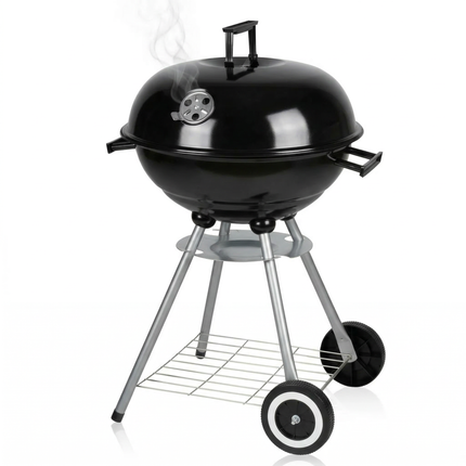 Cheqo® Kogelbarbecue - Kogel BBQ - Houtskoolbarbecue - Houtskool BBQ - Barbecue met Deksel - Ronde Barbecue - Tuinbarbecue - BBQ op Wielen - Staande Barbecue - Zwarte Kogelbarbecue
