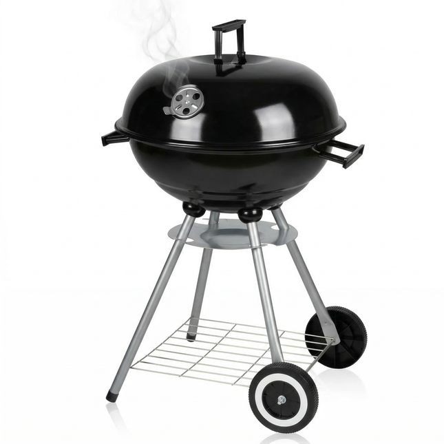 Cheqo® Kogelbarbecue - Kogel BBQ - Houtskoolbarbecue - Houtskool BBQ - Barbecue met Deksel - Ronde Barbecue - Tuinbarbecue - BBQ op Wielen - Staande Barbecue - Zwarte Kogelbarbecue