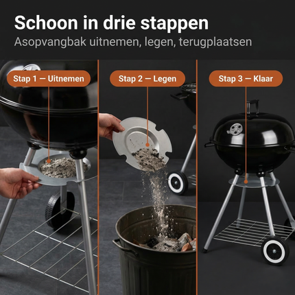 Cheqo® Kogelbarbecue - Kogel BBQ - Houtskoolbarbecue - Houtskool BBQ - Barbecue met Deksel - Ronde Barbecue - Tuinbarbecue - BBQ op Wielen - Staande Barbecue - Zwarte Kogelbarbecue