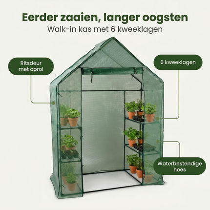 Cheqo® Broeikas - Tuinkas - Kweekkas - Kas - Serre - Tuinbroeikas - Hobbykas - Foliekas - Tunnelkas - Walk in Broeikas - Walk in Kas - Kweekhuis - Tomatenkas - Moestuinkas - Kas voor Moestuin