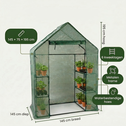 Cheqo® Broeikas - Tuinkas - Kweekkas - Kas - Serre - Tuinbroeikas - Hobbykas - Foliekas - Tunnelkas - Walk in Broeikas - Walk in Kas - Kweekhuis - Tomatenkas - Moestuinkas - Kas voor Moestuin