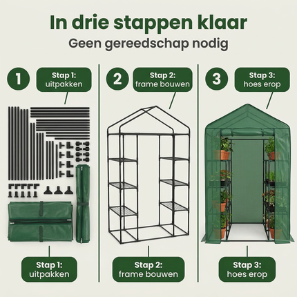 Cheqo® Broeikas - Tuinkas - Kweekkas - Kas - Serre - Tuinbroeikas - Hobbykas - Foliekas - Tunnelkas - Walk in Broeikas - Walk in Kas - Kweekhuis - Tomatenkas - Moestuinkas - Kas voor Moestuin