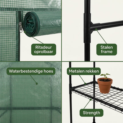 Cheqo® Broeikas - Tuinkas - Kweekkas - Kas - Serre - Tuinbroeikas - Hobbykas - Foliekas - Tunnelkas - Walk in Broeikas - Walk in Kas - Kweekhuis - Tomatenkas - Moestuinkas - Kas voor Moestuin