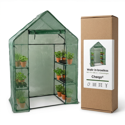 Cheqo® Broeikas - Tuinkas - Kweekkas - Kas - Serre - Tuinbroeikas - Hobbykas - Foliekas - Tunnelkas - Walk in Broeikas - Walk in Kas - Kweekhuis - Tomatenkas - Moestuinkas - Kas voor Moestuin