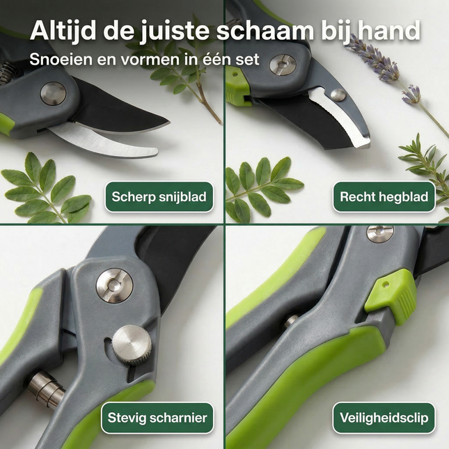 Cheqo® Snoeischaar Set - Tuinscharen Set - Snoeischaar en Heggenschaar Set - Snoeischaar Heggenschaar - Snoeischaar - Heggenschaar - Tuinschaar - Tuinscharen - Snoeischaarset - Heggenschaarset