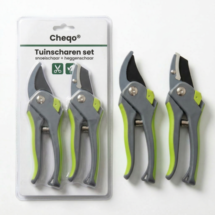 Cheqo® Snoeischaar Set - Tuinscharen Set - Snoeischaar en Heggenschaar Set - Snoeischaar Heggenschaar - Snoeischaar - Heggenschaar - Tuinschaar - Tuinscharen - Snoeischaarset - Heggenschaarset