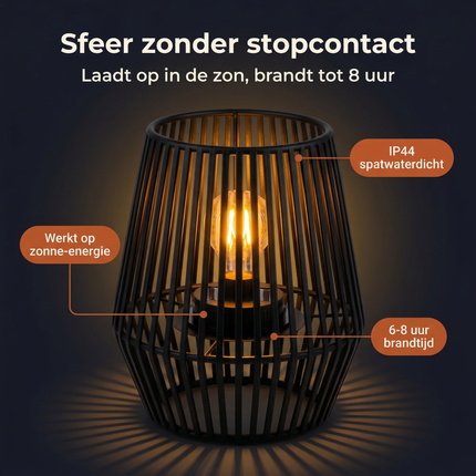 Cheqo® Solar Tafellamp - Solar Tafel Lamp - Solar Lamp Tafel - Solar Tuinlamp - Solar Tuinverlichting - Solar Buitenlamp - Solar Buitenverlichting - Solar Lamp Buiten - Solar Sfeerlamp - Solar Sfeerlicht