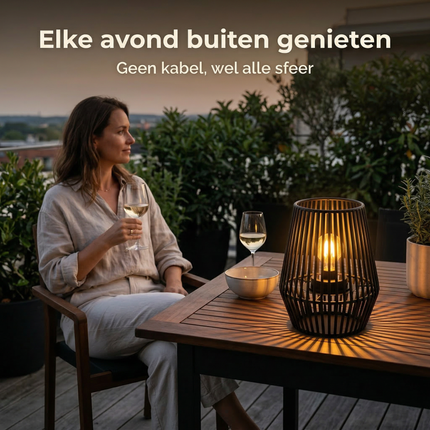 Cheqo® Solar Tafellamp - Solar Tafel Lamp - Solar Lamp Tafel - Solar Tuinlamp - Solar Tuinverlichting - Solar Buitenlamp - Solar Buitenverlichting - Solar Lamp Buiten - Solar Sfeerlamp - Solar Sfeerlicht