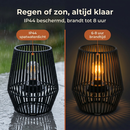 Cheqo® Solar Tafellamp - Solar Tafel Lamp - Solar Lamp Tafel - Solar Tuinlamp - Solar Tuinverlichting - Solar Buitenlamp - Solar Buitenverlichting - Solar Lamp Buiten - Solar Sfeerlamp - Solar Sfeerlicht
