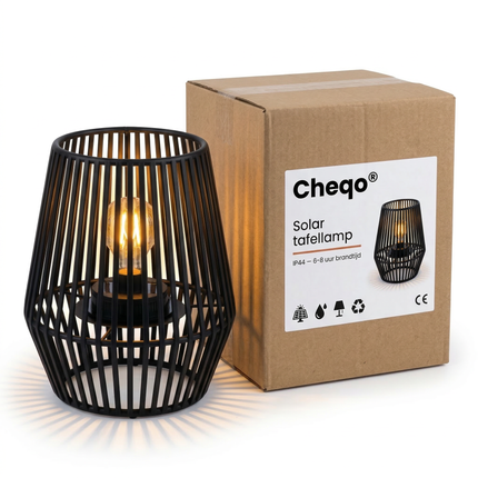 Cheqo® Solar Tafellamp - Solar Tafel Lamp - Solar Lamp Tafel - Solar Tuinlamp - Solar Tuinverlichting - Solar Buitenlamp - Solar Buitenverlichting - Solar Lamp Buiten - Solar Sfeerlamp - Solar Sfeerlicht
