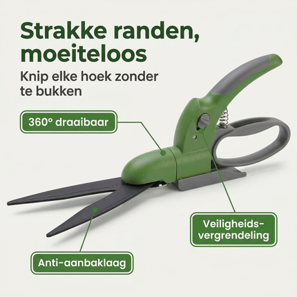 Cheqo® Grasschaar - Grasschaar Handmatig - Grasschaar Draaibaar - Grasschaar 360 Graden - Grasschaar voor Grasranden - Grasschaar voor Gazonranden - Grasschaar voor Borders - Grasrandschaar - Gazonschaar - Grasschaar Ergonomisch